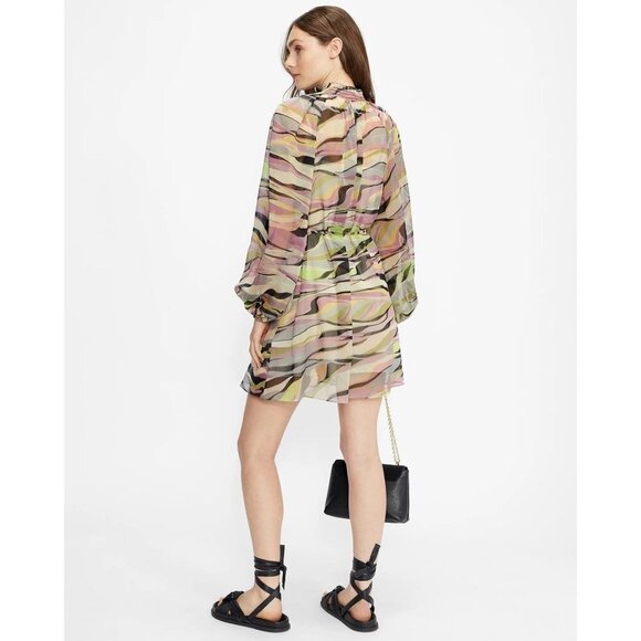 TED BAKER ZEENAA Blouson Sleeve Sheer Mini Dress - Picture 4 of 10